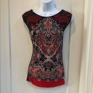 Elegant Black and Red Paisley Women's Top